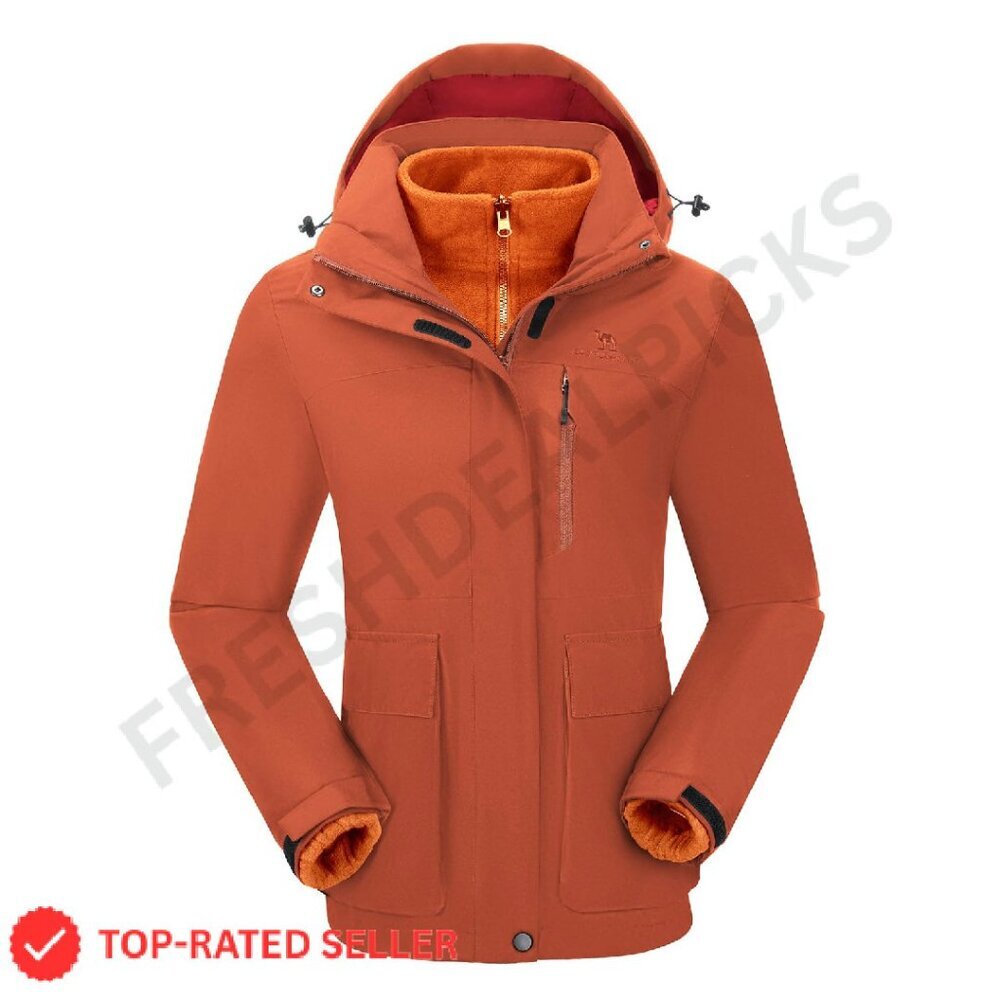 Waterproof Ski Jacket 3-in-1 Fleece Snowboarding Coat Winter Windbreaker
